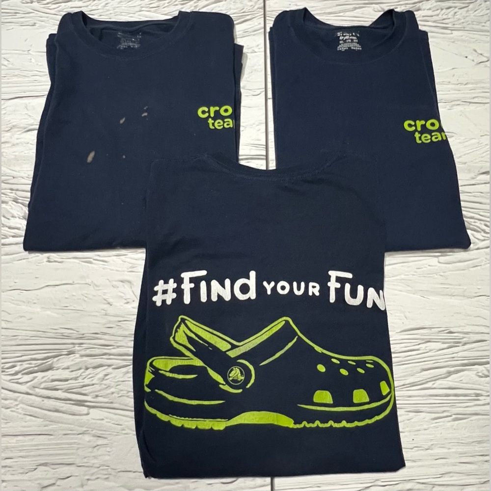 3x Gildan Dry Blend  Crocs Shirt 2XL  Find Your Fun Tee 100% Cotton Pre Owned